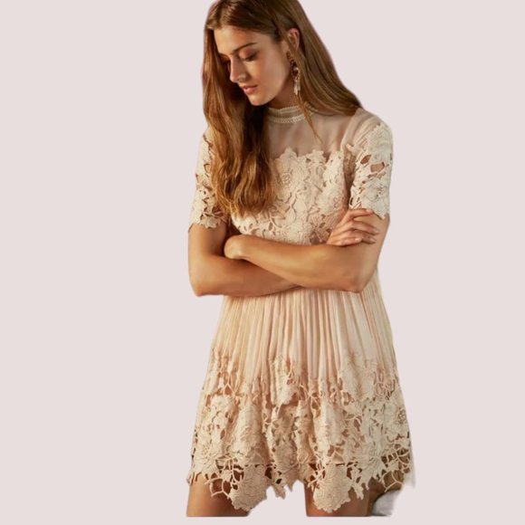 Saylor X Free People Womens Ballet Pink Lace Hallie Cocktail Dress Size Small - Picture 2 of 9